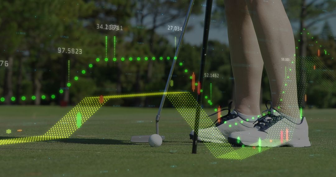 Digital Data Technology Overlaying Golfer at Course