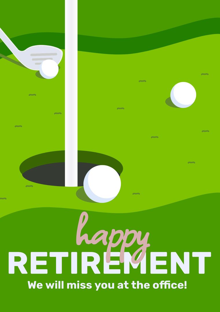 Golf-Themed Happy Retirement Card with Club and Ball - Download Free Stock Templates Pikwizard.com