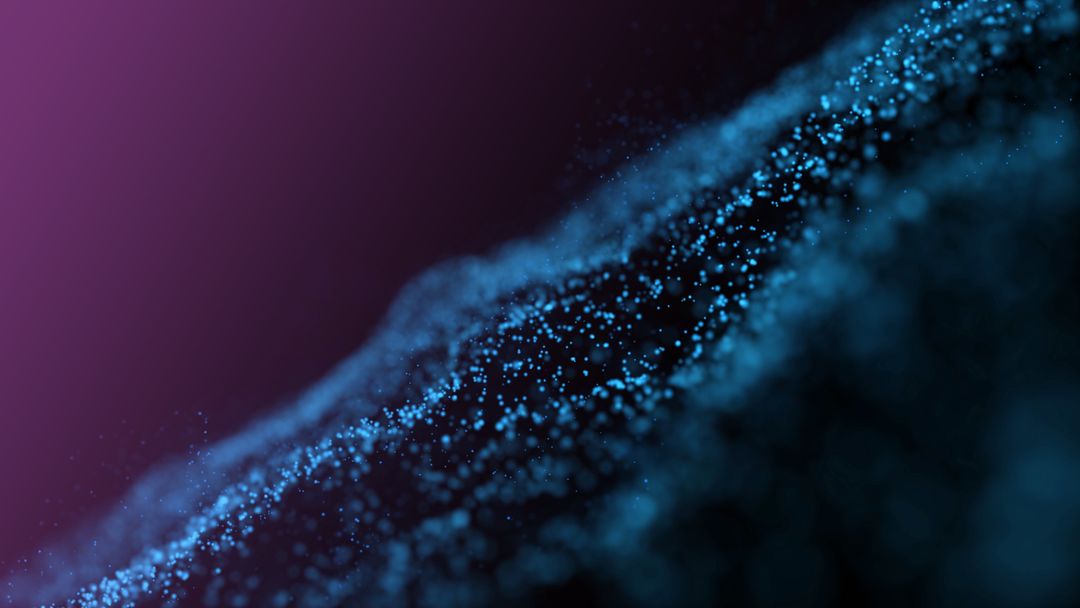Abstract Digital Particles in Motion on Dark Background