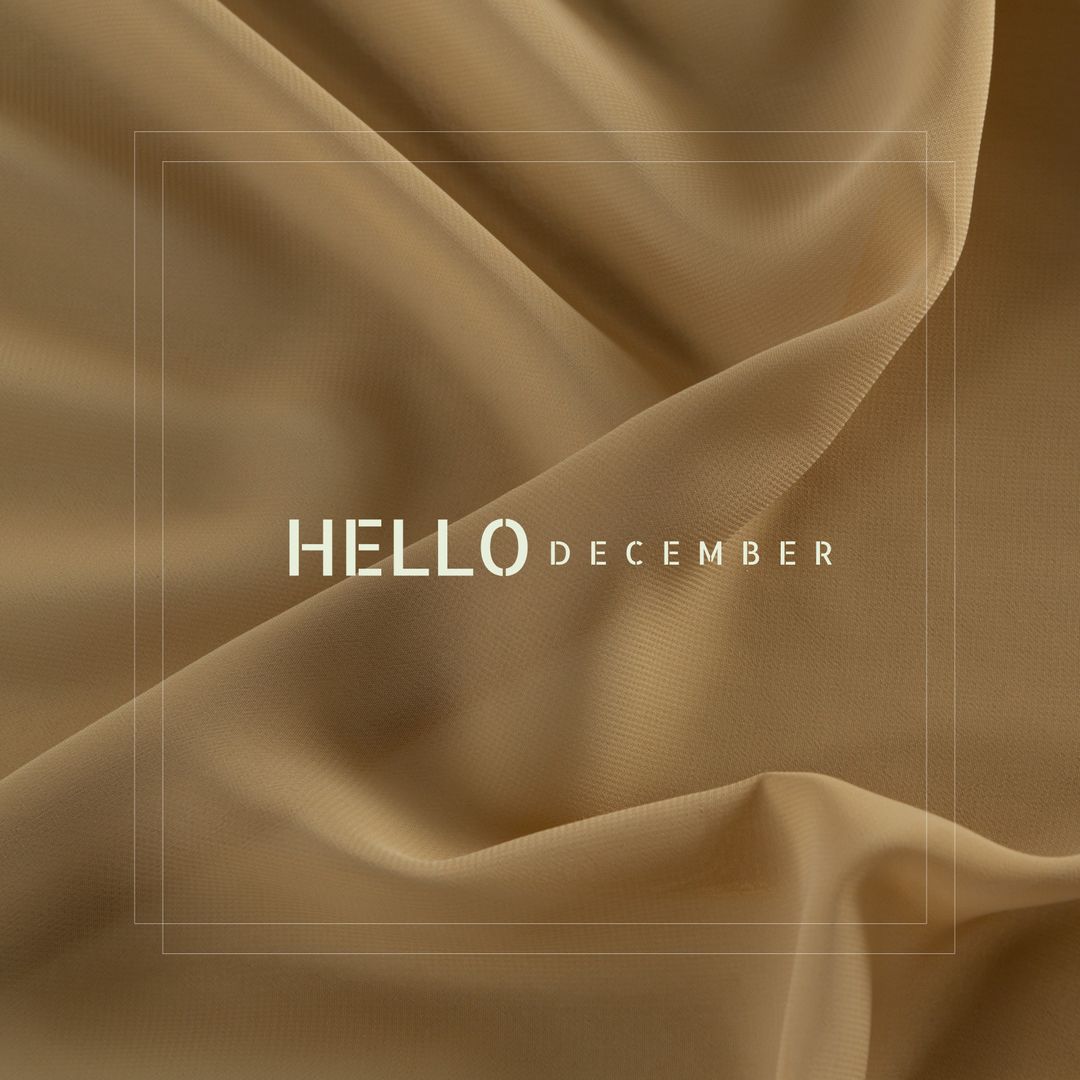 Beige Fabric Texture with Hello December Text Overlay