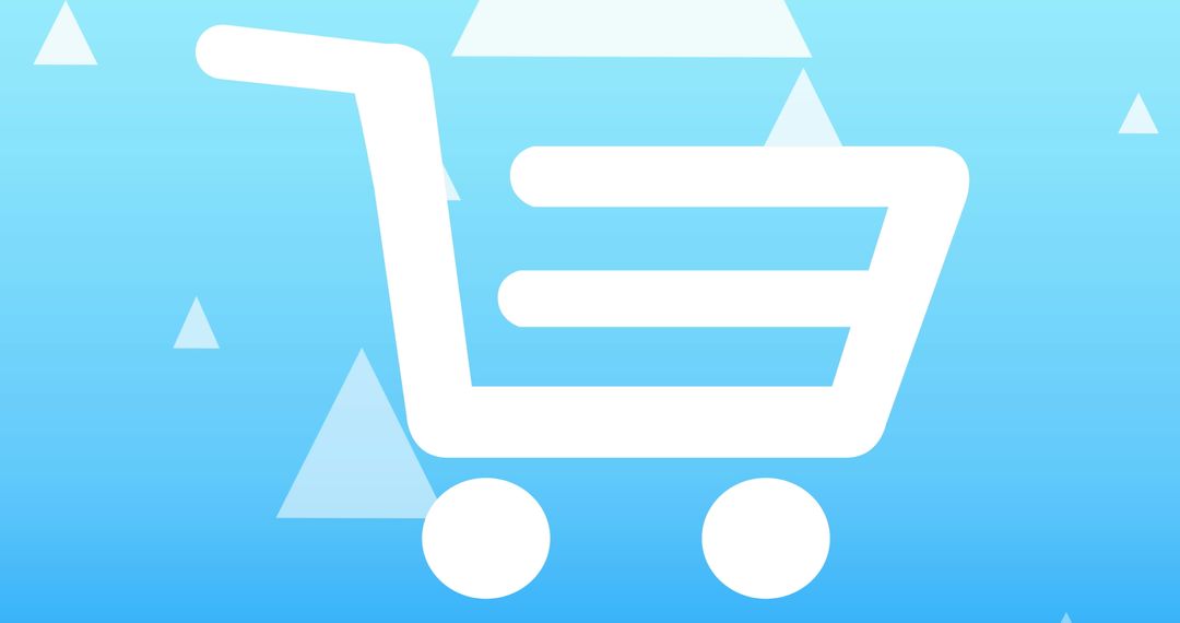 Digital Shopping Trolley Icon on Triangular Background