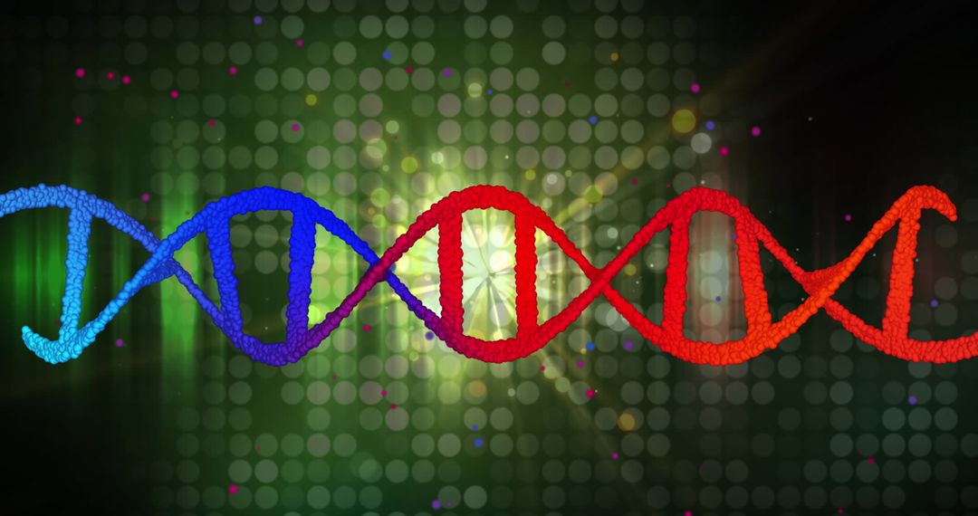 Colorful DNA Strand with Dynamic Digital Effects