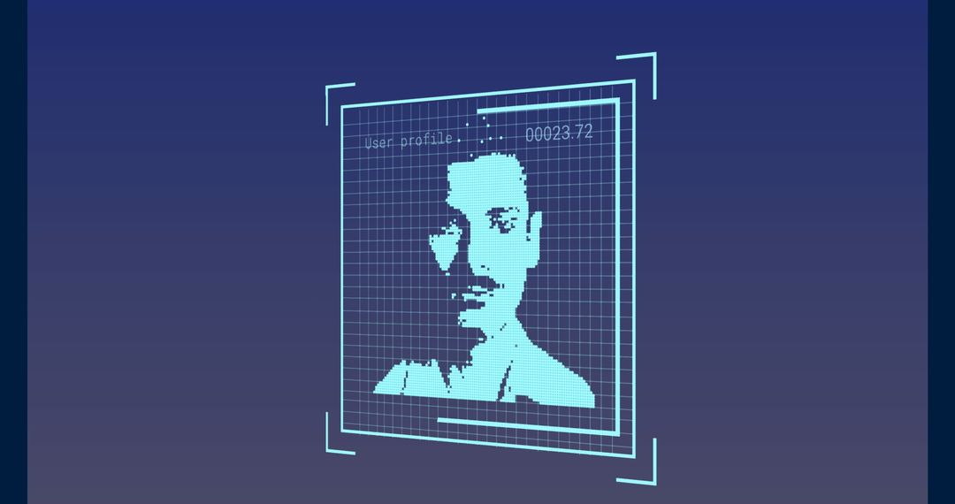 Floating Holographic Interface Displaying Virtual Face ID