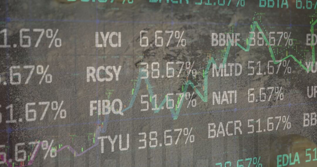 Abstract Financial Trading Board Display with Digital Graph Overlay