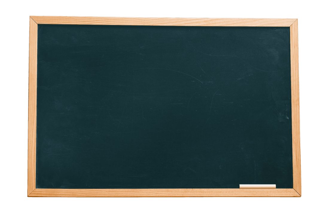 Blank School Blackboard with Wooden Frame on Transparent Background