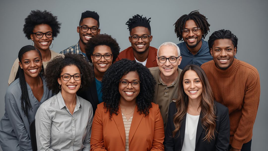 Diverse Team Posing with Confidence and Cooperation
