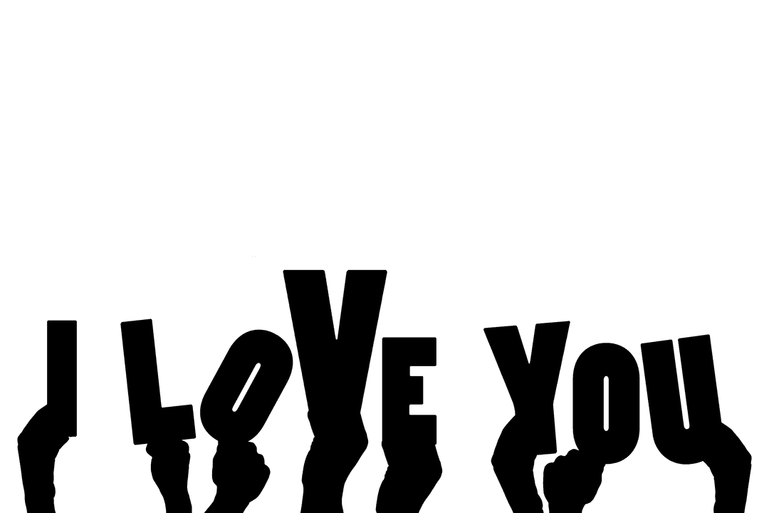 Hands Holding I Love You Text on Transparent Background