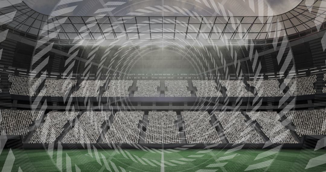 Swirl Overlay of Modern Outdoor Sports Stadium with Green Turf