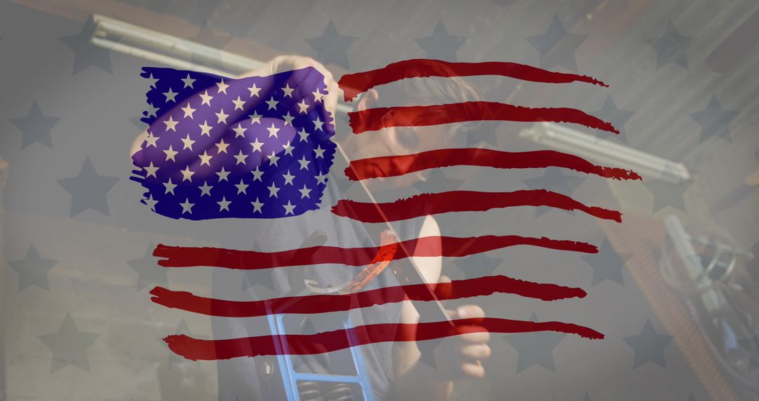 Patriotic Innovation Concept with American Flag Overlay