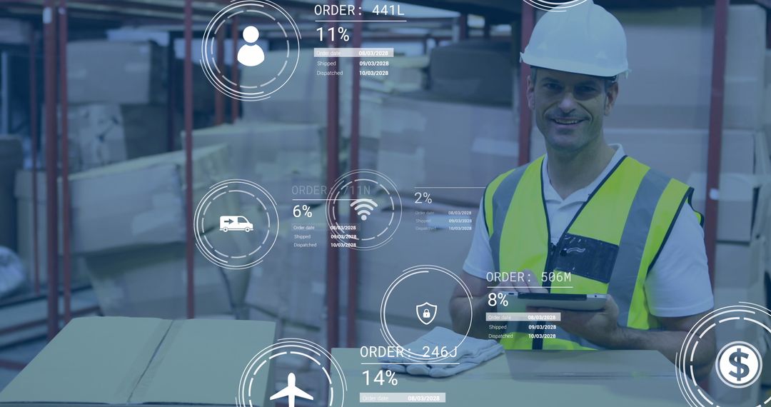 Warehouse Worker Using Tablet Managing Digital Logistics Network