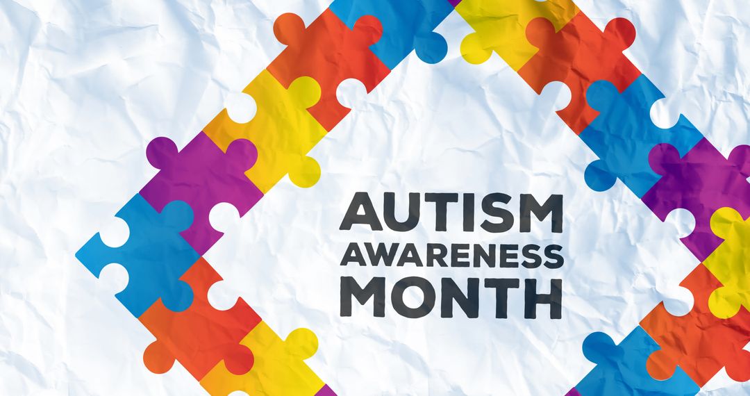 Colorful Puzzle Frame Highlighting Autism Awareness Month