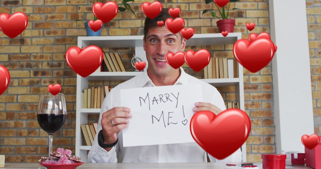 Romantic Virtual Proposal with Floating Hearts