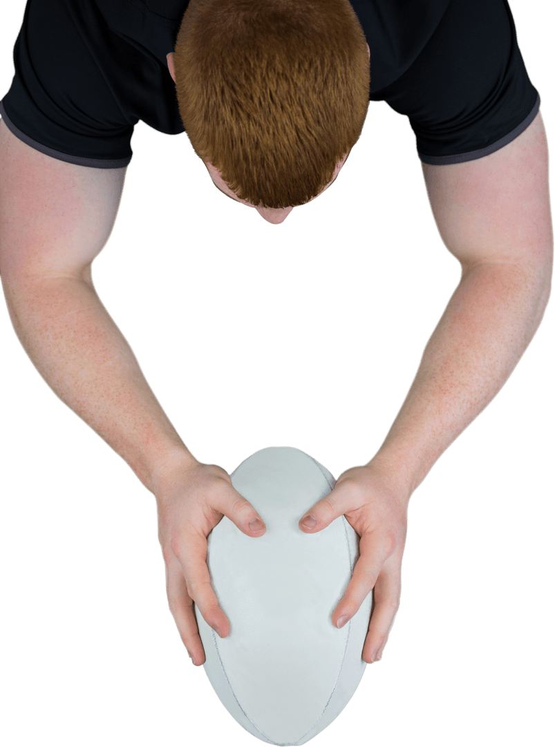 Transparent Ascent of Rugby Player Scoring Try for Victory