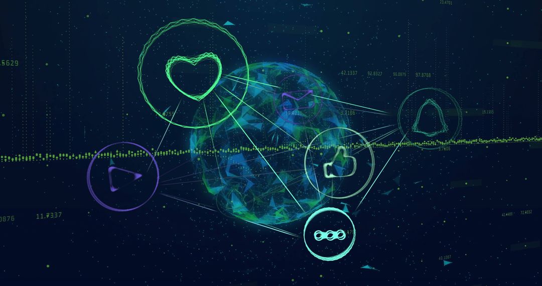 Digital Cyber Network with Glowing Interaction Nodes
