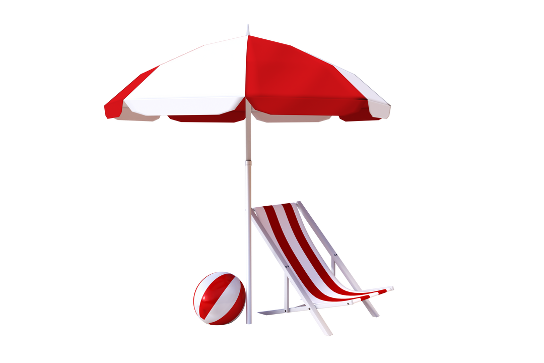 Transparent Summer Set With Umbrella, Deckchair And Beach Ball - Download Free Stock Images Pikwizard.com