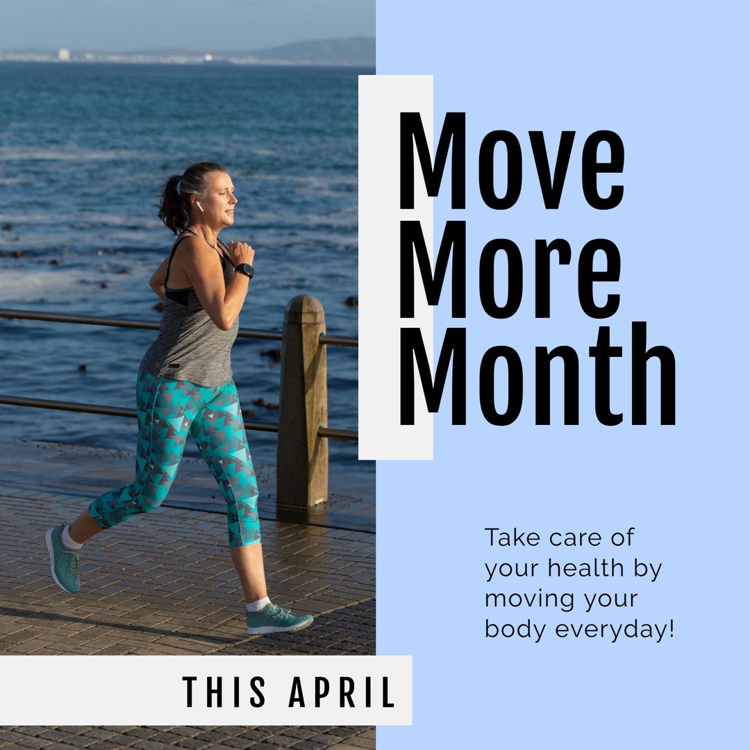 Woman Jogging by Seaside for Move More Month Promotion
