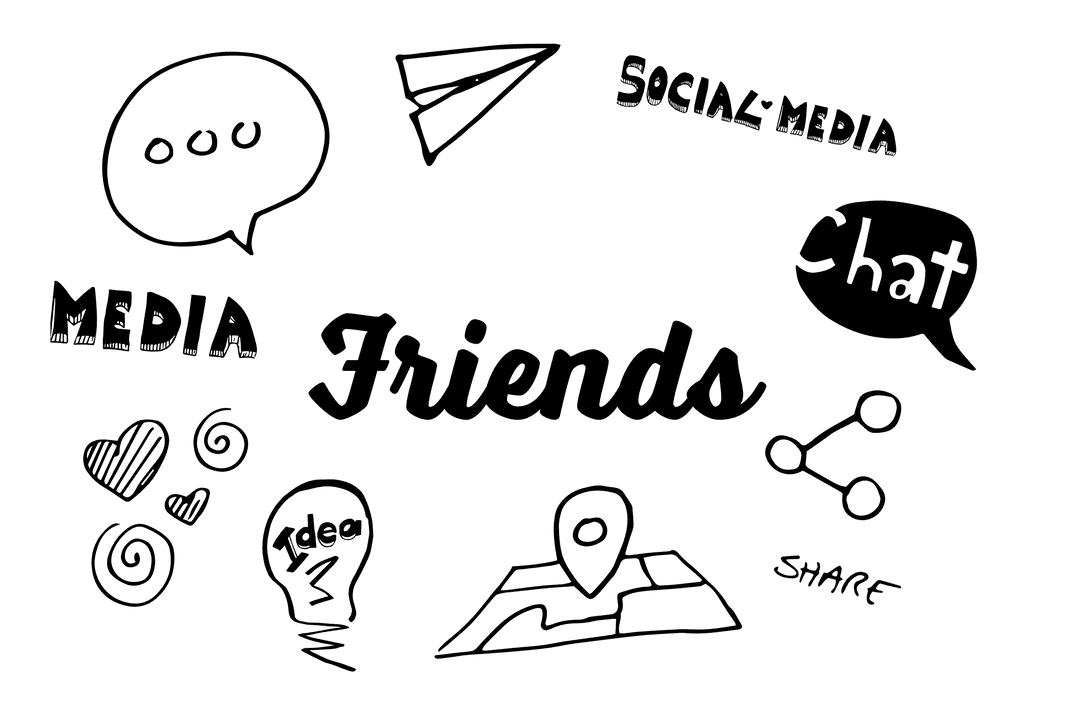 Transparent Social Icons with Friends Chat Text