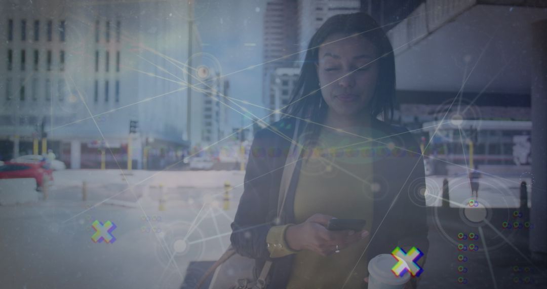 Connected Woman Exploring Networking Technology Concepts Outdoors