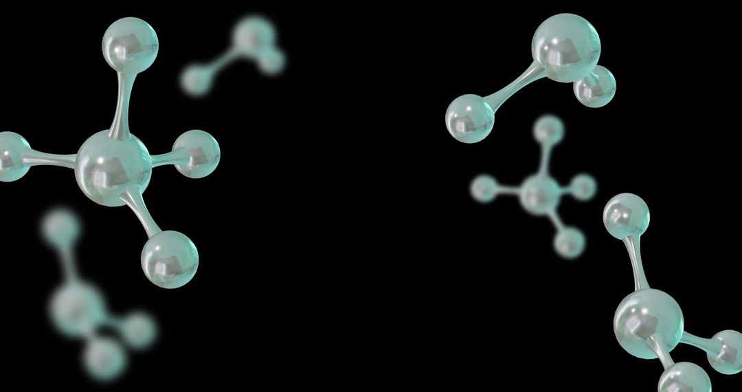 3d molecular structures on black background highlighting research concept