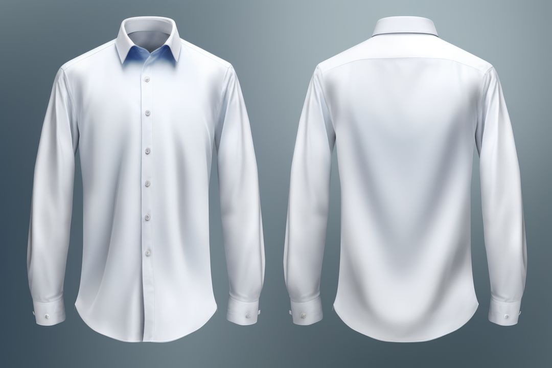 Front and back view of white dress shirt on blue gradient background - Free Images, Stock Photos and Pictures on Pikwizard.com
