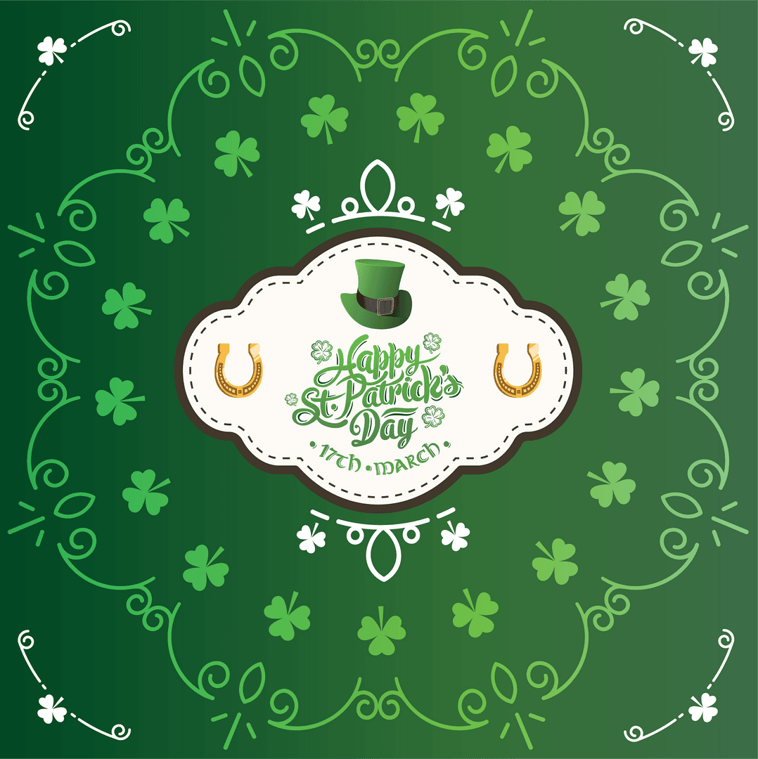 Transparent St. Patrick's Day Design with Clover and Hat Embellishments