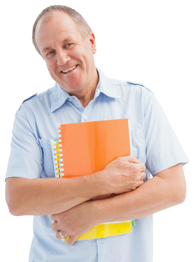 Smiling Caucasian Businessman Holding Documents Transparent Background