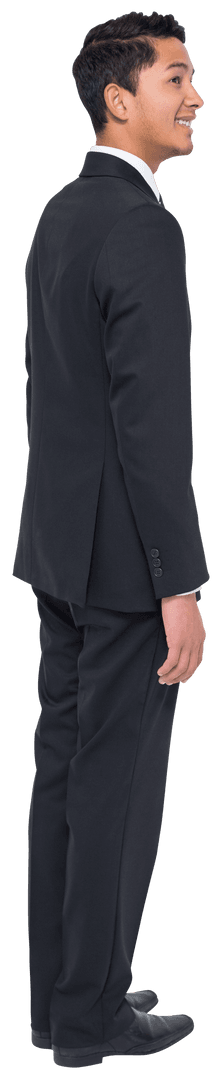 Transparent Young Businessman Smiling Side Profile