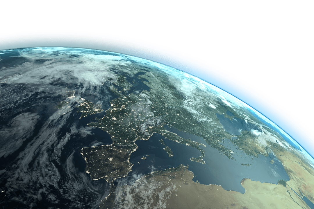 Transparent curved edge satellite view of eastern Earth from space - Download Free Stock Images Pikwizard.com