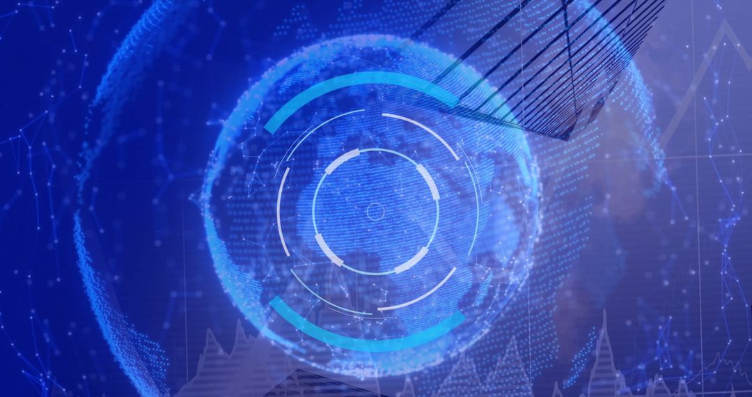 Digital Globe with Futuristic Scanner and Network Overlay