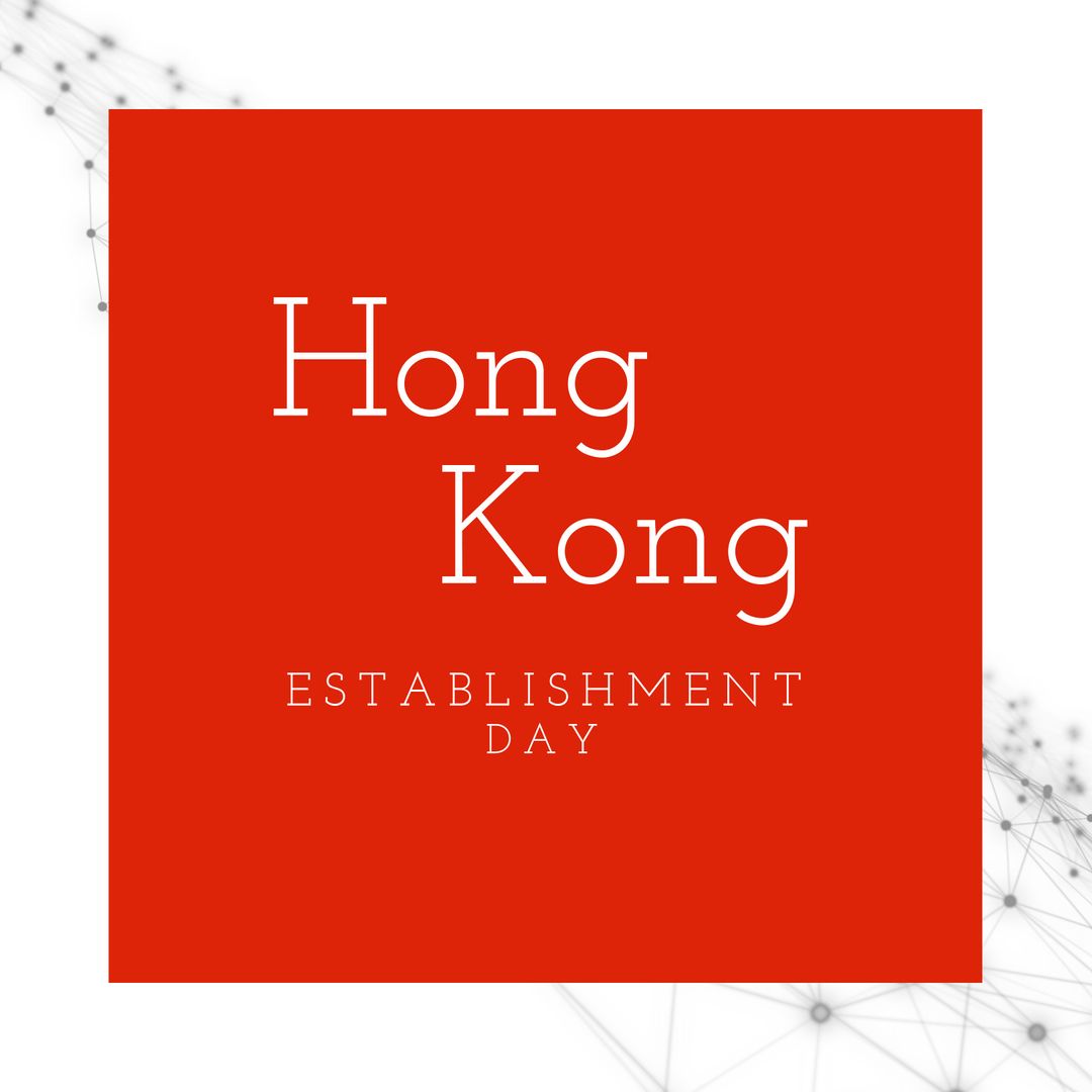 Hong Kong Establishment Day Text Design on Orange and White Background