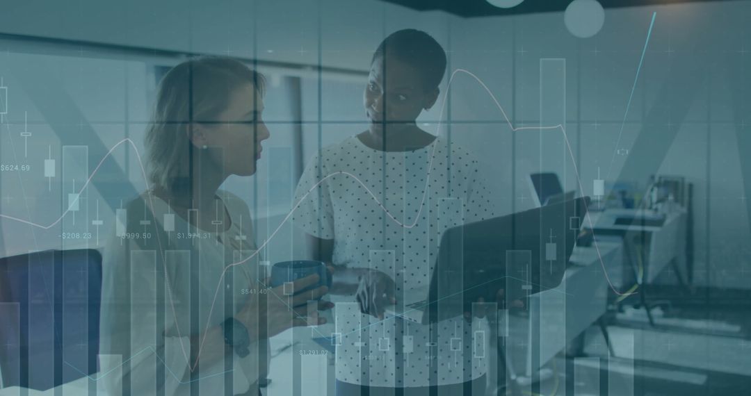 Business Analysis Office Discussion with Digital Overlay