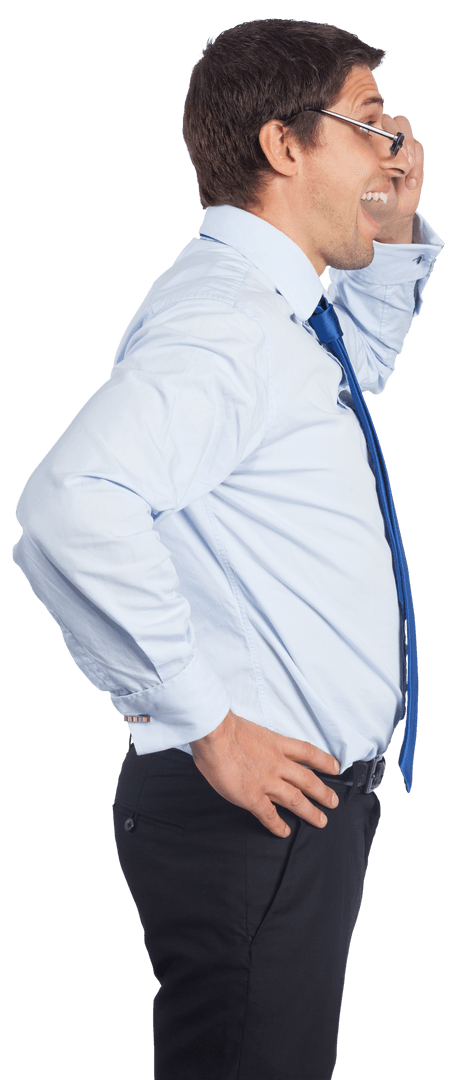 Successful Businessman Smiling with Glasses on Transparent Background