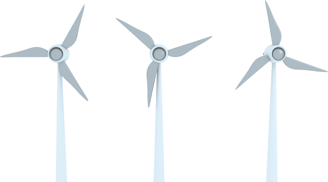 Transparent Illustration of Three Wind Turbines for Energy Concepts