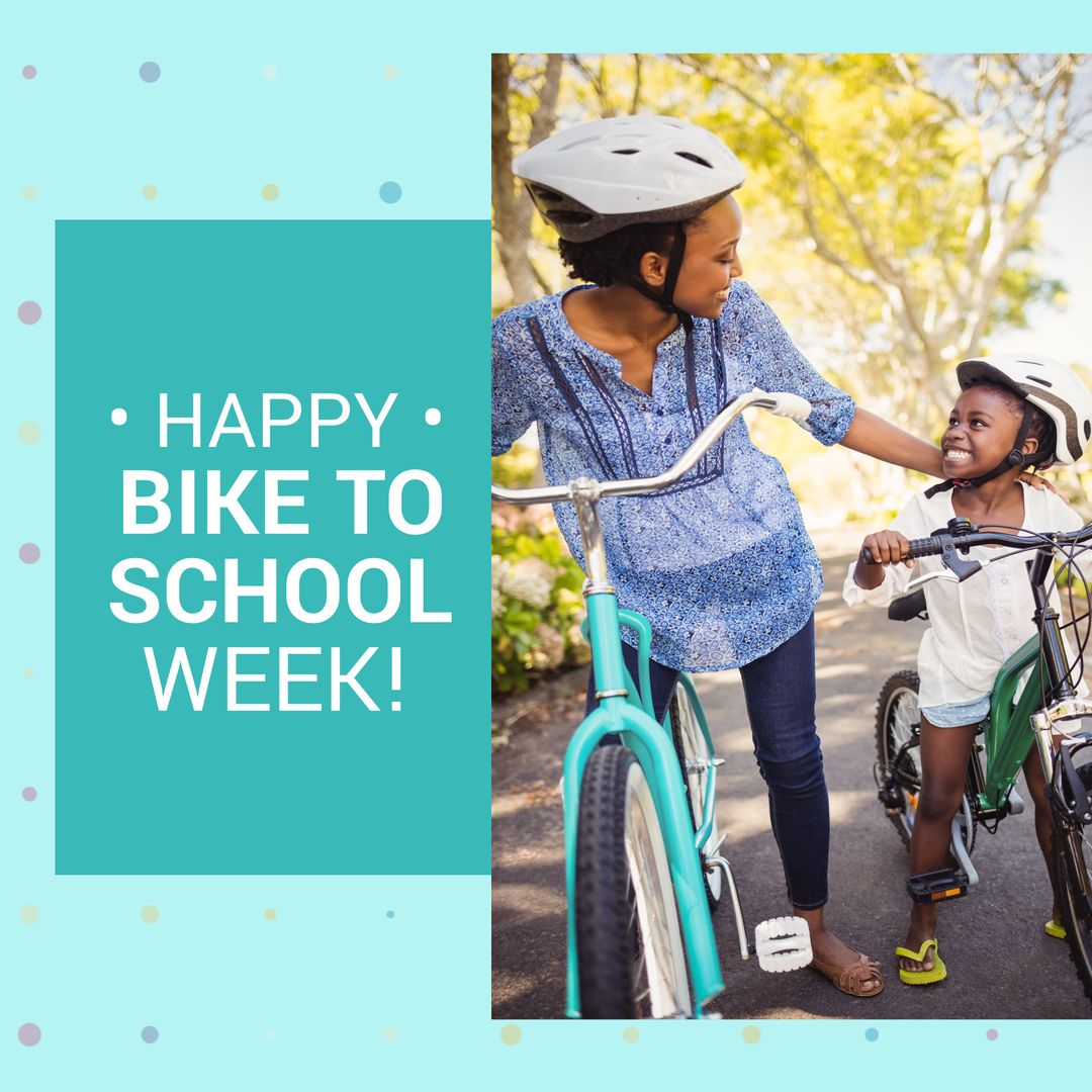 Mother and Daughter Enjoying Bike to School Week Celebration
