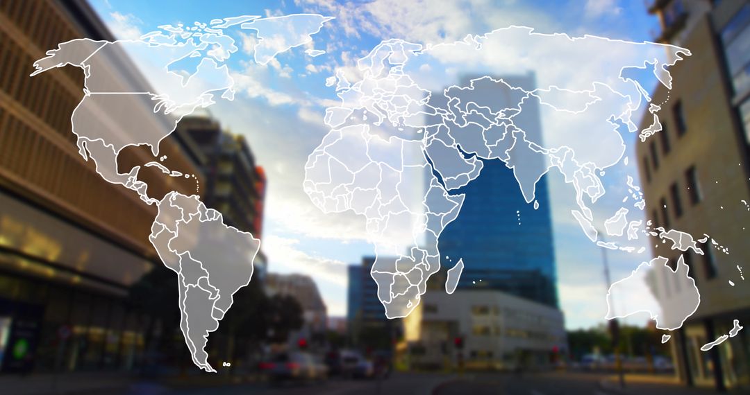 Global Map Overlay on Cityscape with Moving Vehicles