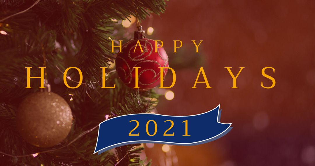 Festive Holiday Greeting Card with Decorated Christmas Tree