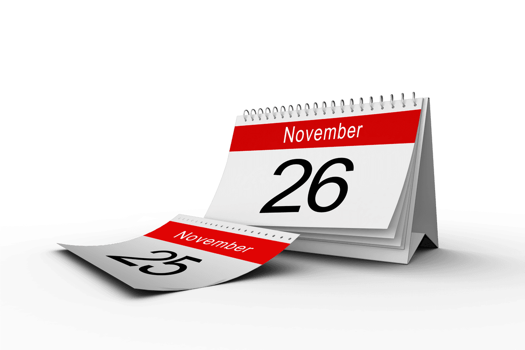 Transparent Desk Calendar Illustration with November Dates