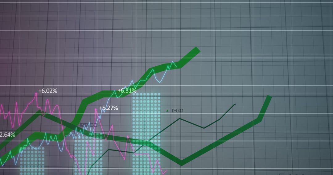 Financial Growth Chart and Data Analysis Overlay
