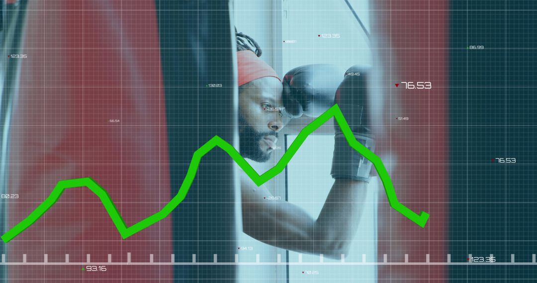 Boxer with Digital Data Overlay Demonstrating Technology Integration