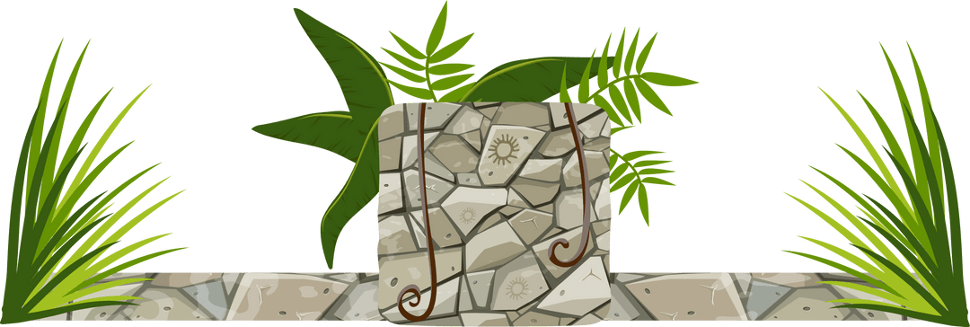 Tropical Mosaic Pedestal with Vines on Transparent Background