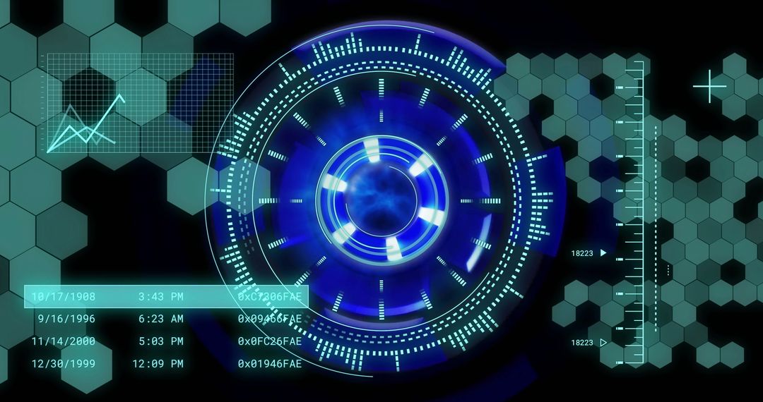 Futuristic Digital Interface with Data Processing Hologram