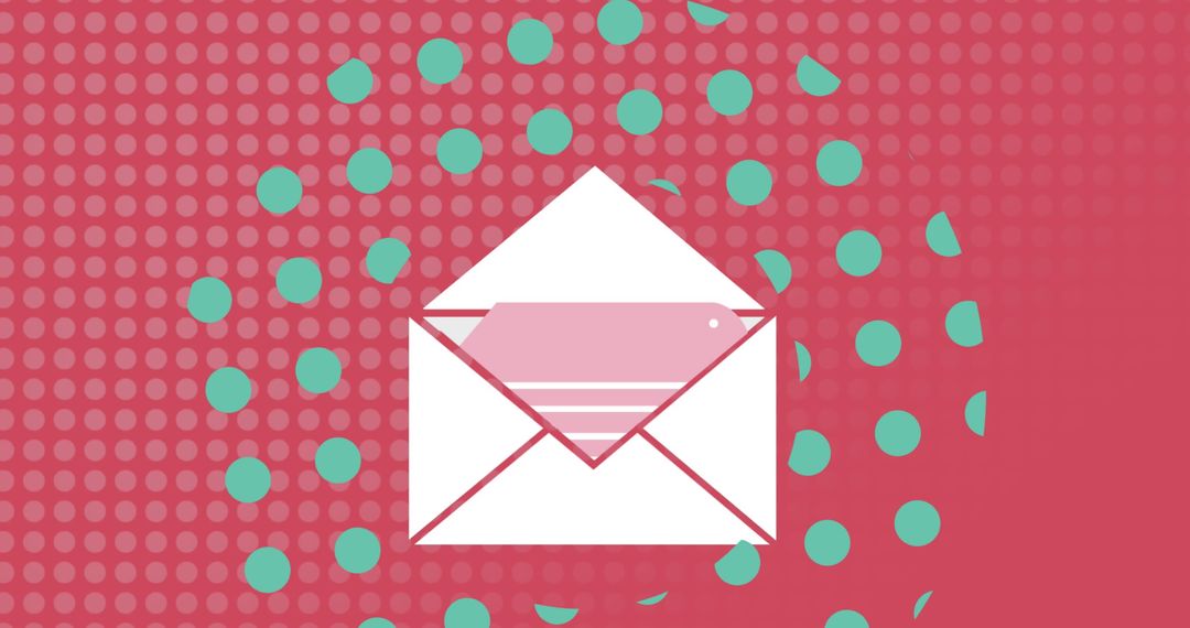Envelope Icon with Geometric Circles on Bold Background