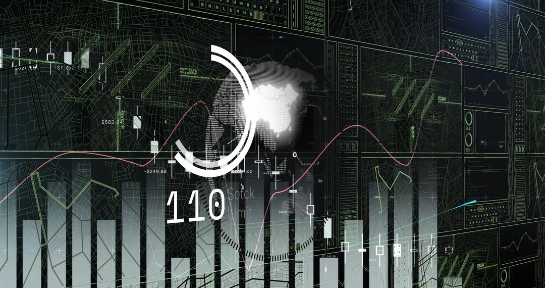 Futuristic Financial Dashboard with Graphs and World Map