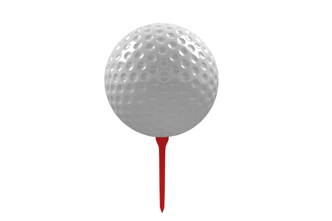 Realistic Transparent Golf Ball on Red Tee Isolated