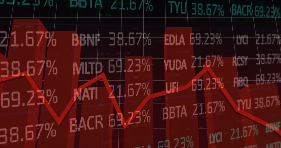 Stock Market Volatility Reflected in Declining Red Graph