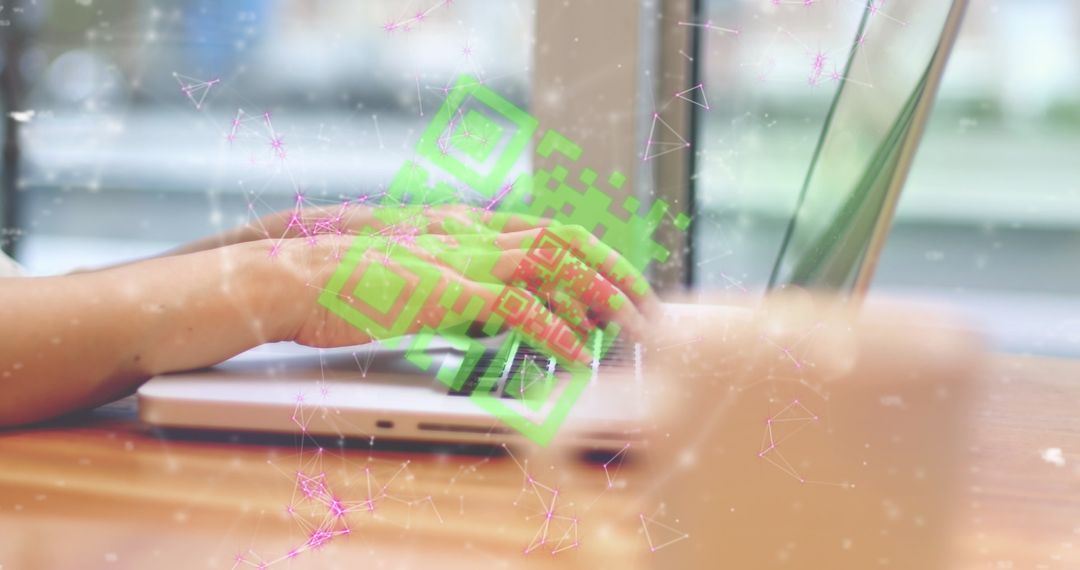 Digital Interface with QR Code Overlay on Laptop