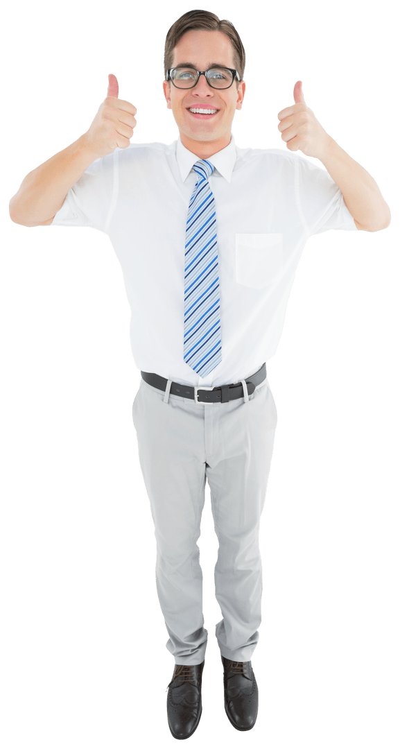 Transparent Background Checkered Businessman Giving Thumbs Up