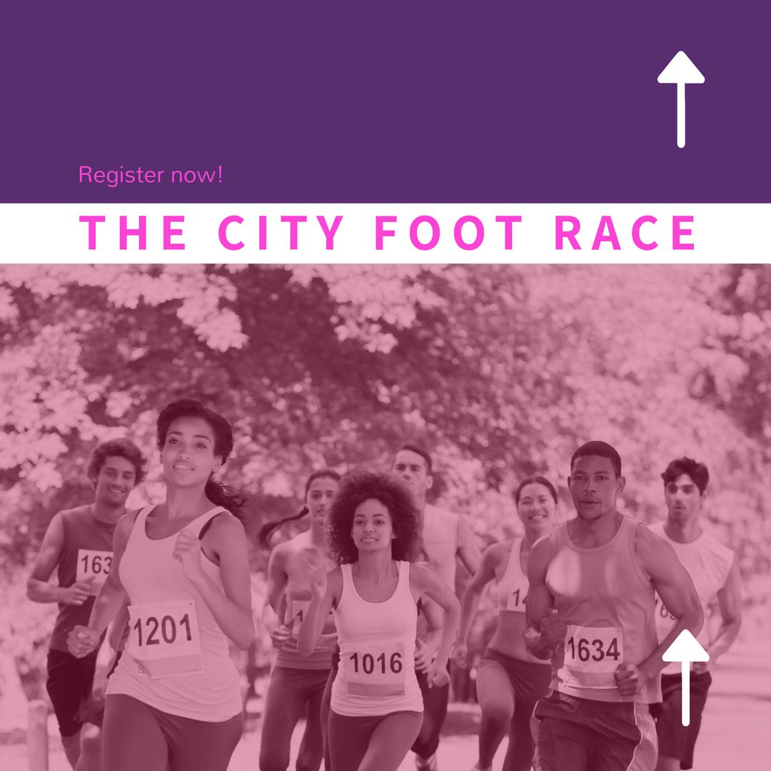 Diverse Athletes Joyfully Participating in City Foot Race