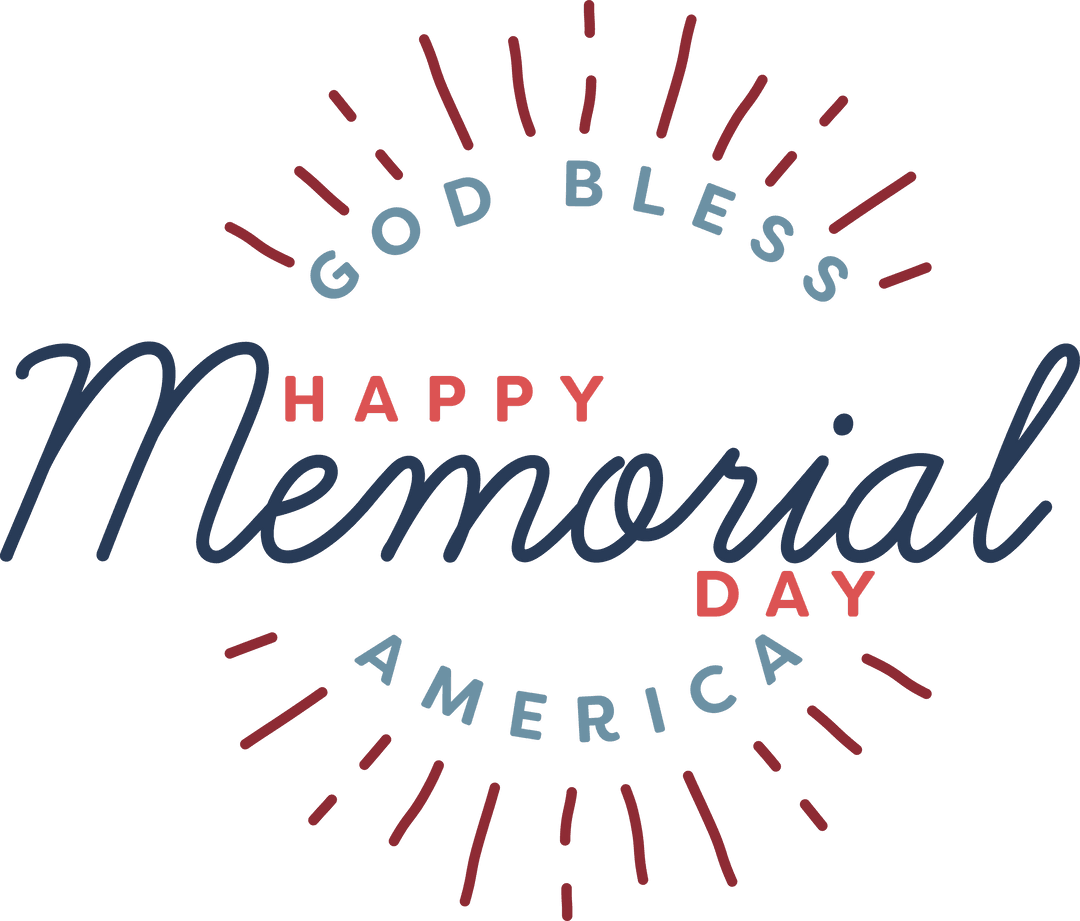 Patriotic Memorial Day Greeting on Transparent Background