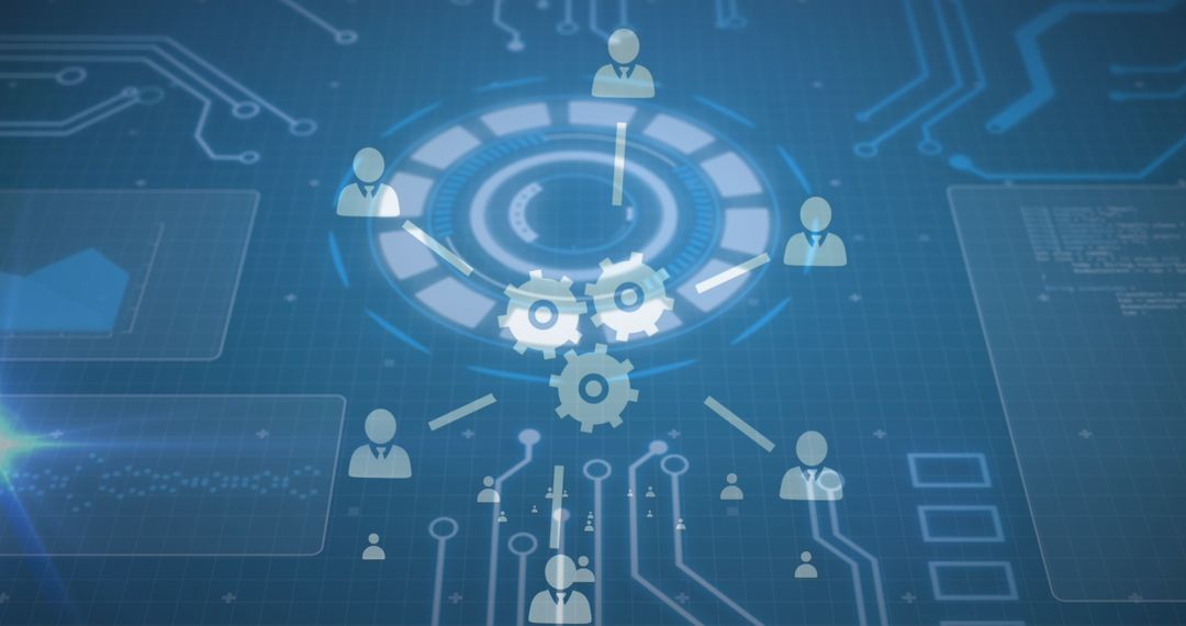 Futuristic Digital Networking Interface with Tech Icons